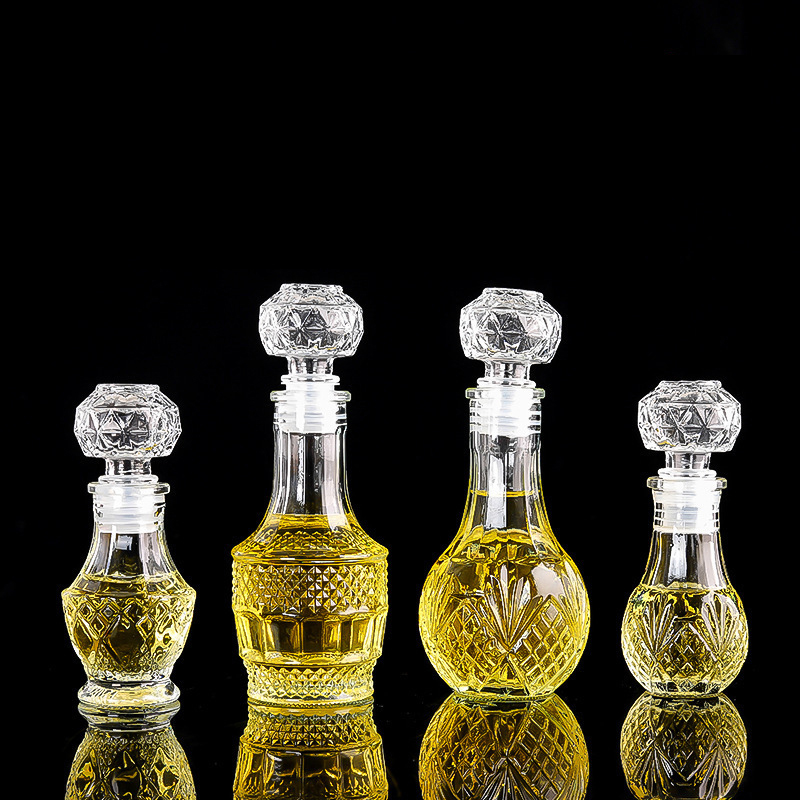 1 buc 50ml sticle mici transparente goale de whisky, vin, sticle mini de alcool din sticlă cu capac cu filet, decantor de whisky