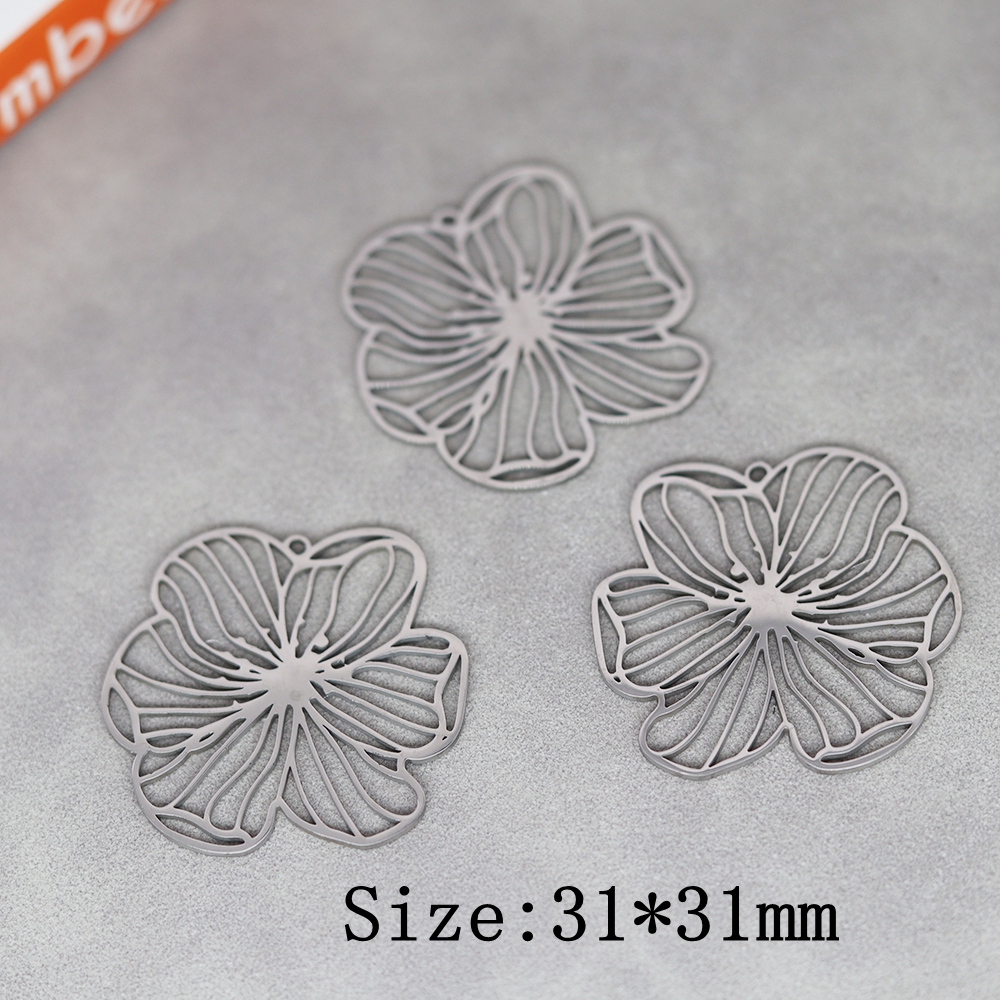 3 uds DIY pendientes borlas colgante de acero inoxidable hojas flor encanto para hacer joyería collar para mujer Accesorios: Con recubrimiento de titanio
