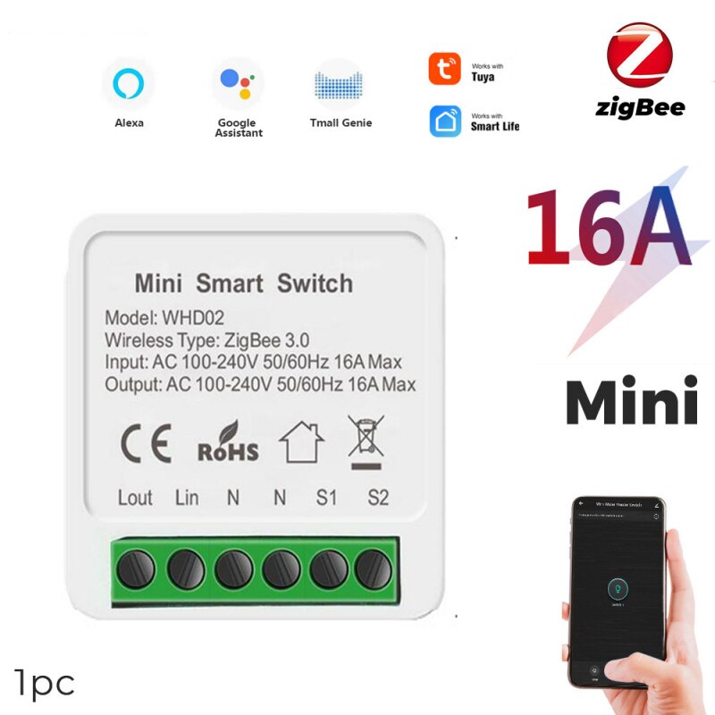Tuya Zigbee Smart Switch Module Hub Gateway Ondersteuning 2 Manier Afstandsbediening App Real-Time Display Voice Controle smart Home: B