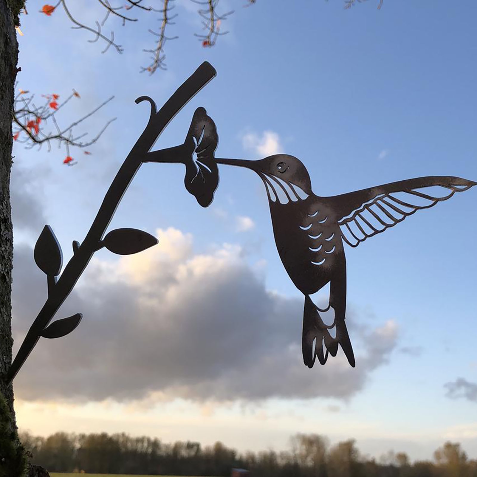 Hummingbird Tree Metal Art And Yard Garden Decoration Metal Bird Art Decoration Outdoor Bird Decoration Sign Rustic Hanging D09