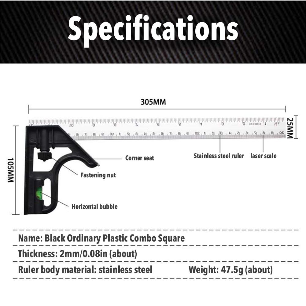 Combination Square Angle Ruler Multifunction Stainless Steel Combo Square Carpentry Tools Carpenter Square Metal Ruler Framing #