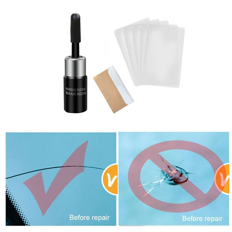 Car Windshield Repair Tool DIY Window Repair Tools Windscreen Glass Scratch Crack Restore Window Screen resin+blade+strips