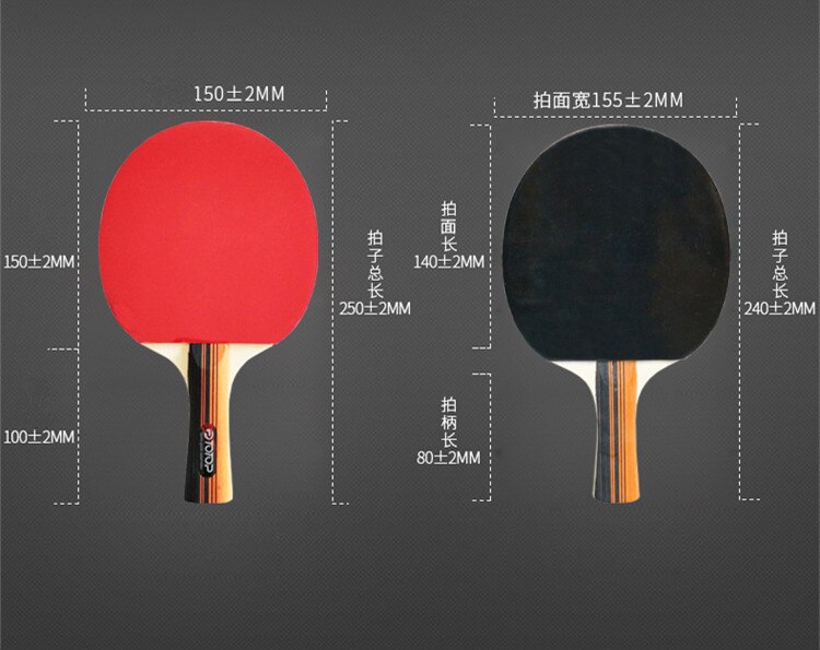 2 unids/bolsa raqueta de tenis de mesa raqueta de doble cara espinillas en mango largo/corto paleta de Ping Pong con 3 bolas