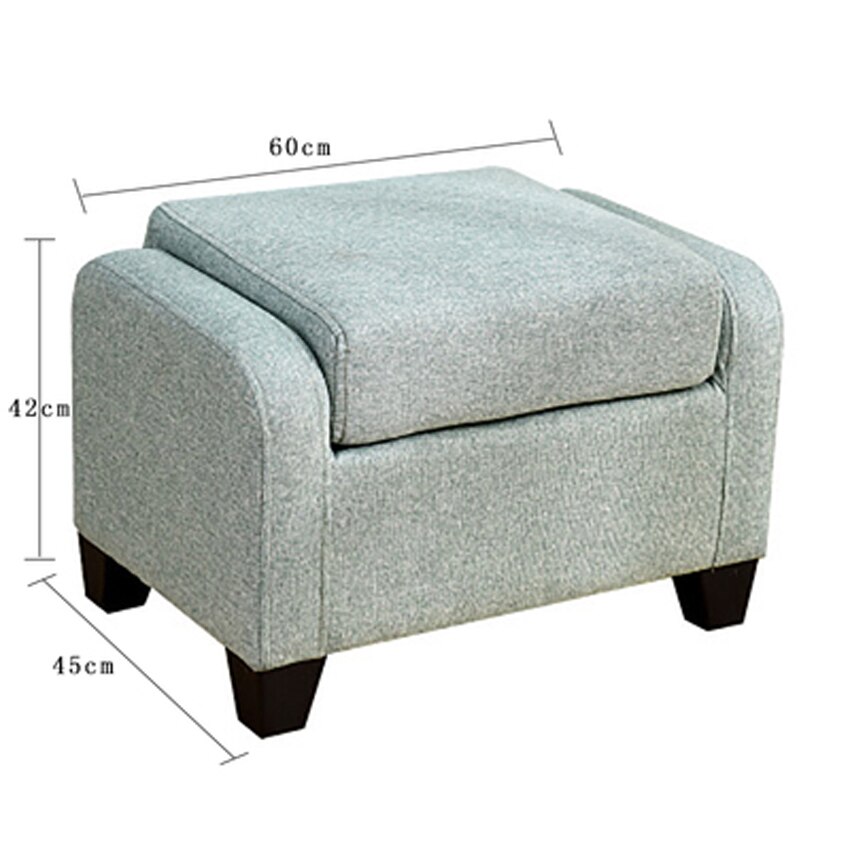 Modern Minimalist Square Stool Bedroom Shoe Stool Solid Wood Fabric Shoe Stool Home Low Stool Sofa Stool Living Room: Light green