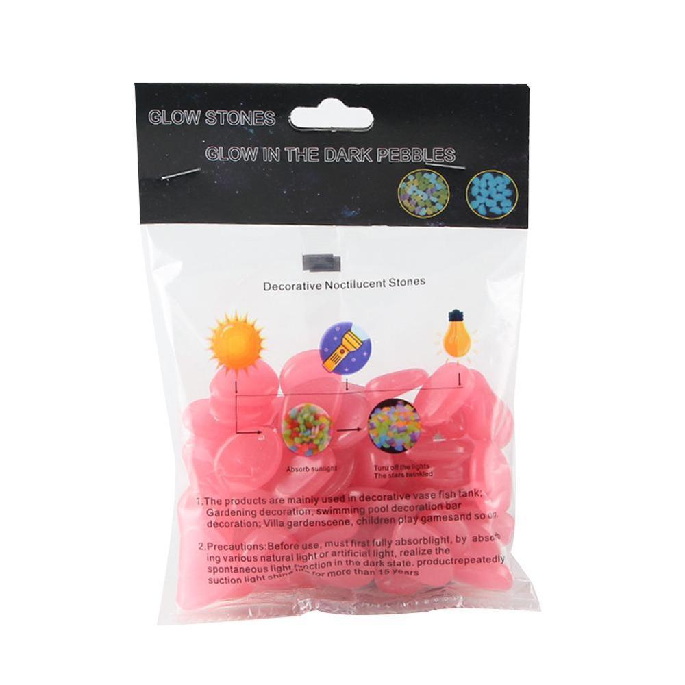 Trädgårdsinredning självlysande stenar lyser i mörkt dekorativa småstenar tankdekoration akvariumblandning fisksten utomhusstenar färg: Rosa
