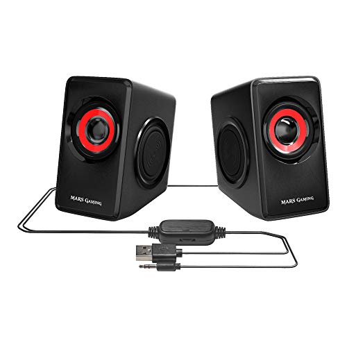 Mars Gaming MS1, haut-parleurs 10W, caisson de basses, prise 3.5mm, Pc/Mac/smartphone/tablette