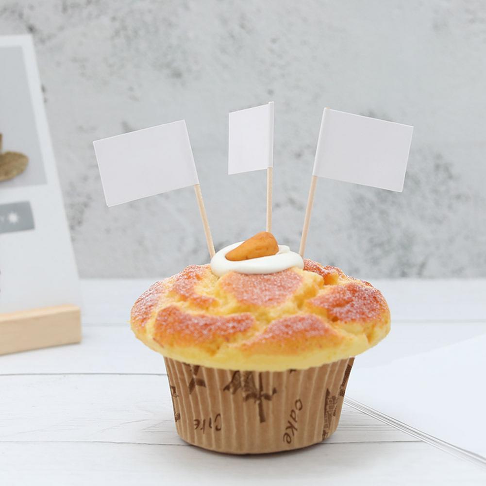 Mini drapeau blanc attrayant pour gâteau, 2 couleurs, 100 pièces/ensemble, décoration de fête