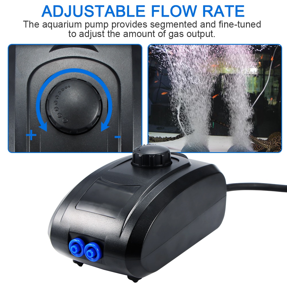 1PC Stille 4W luchtpomp luchtcompressor 2 Outlets voor lucht steen te verhogen Zuurstof, zwart Luchtpomp voor Fish tank aquarium