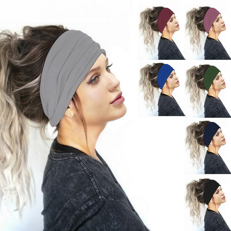 Frauen Stirnband Einfarbig Breite Turban Twist Gestrickte Baumwolle Haarband Haar Zubehör Verdrehte verknotet Headwrap