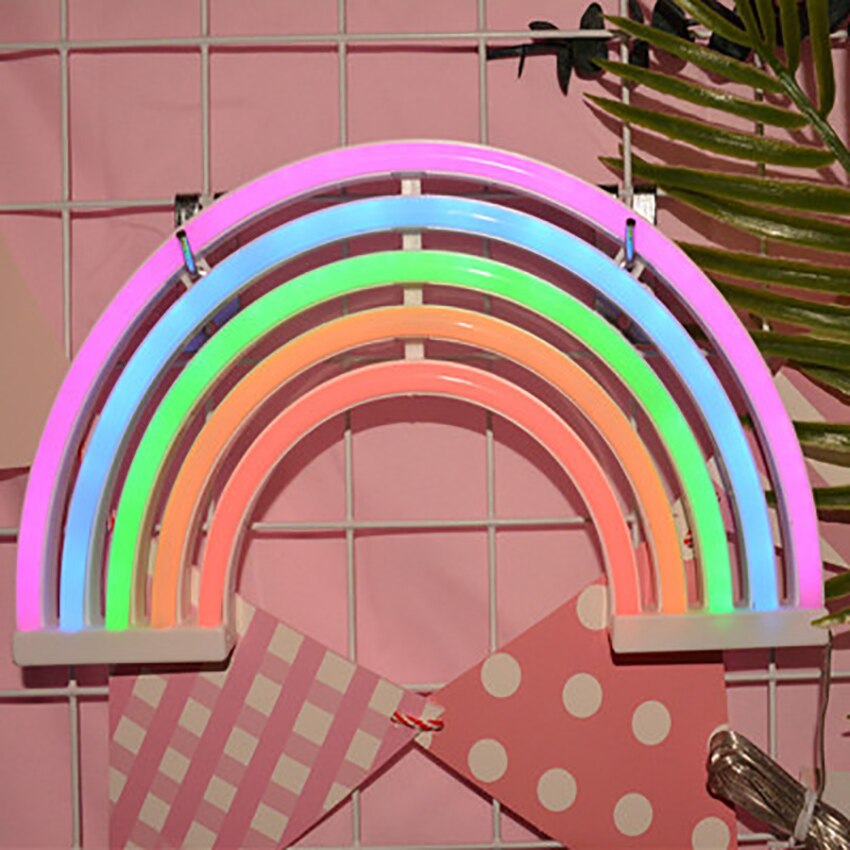 Neon Light Decoration Rainbow Lamp Children Bedroom LED Wall Light Neon Bulb Tube Living Room Corridor Lighting