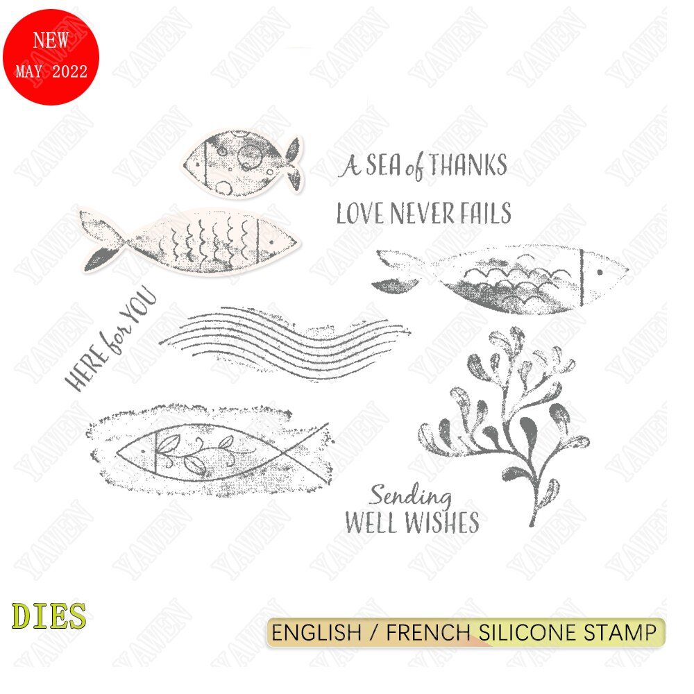 Ocean Fish Metal Cutting Dies And Clear Stamps Scrapbooking Card Stencil Paper Cards Handmade Album Stamp Die Sheets