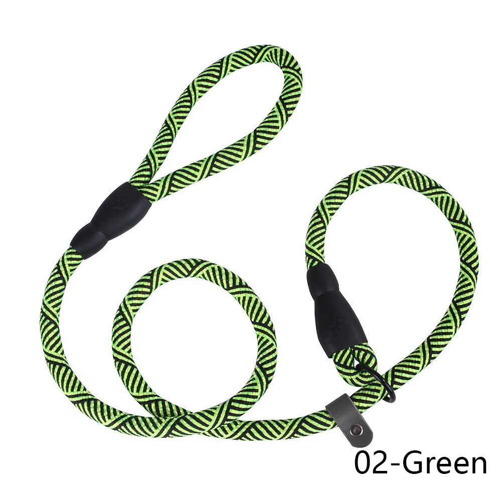 Durable Dog Slip Rope Nylon Leash Adjustable Loop Collar Comfortable Leash Supports The Strongest Pulling Large Medium Dogs: Green-P chain
