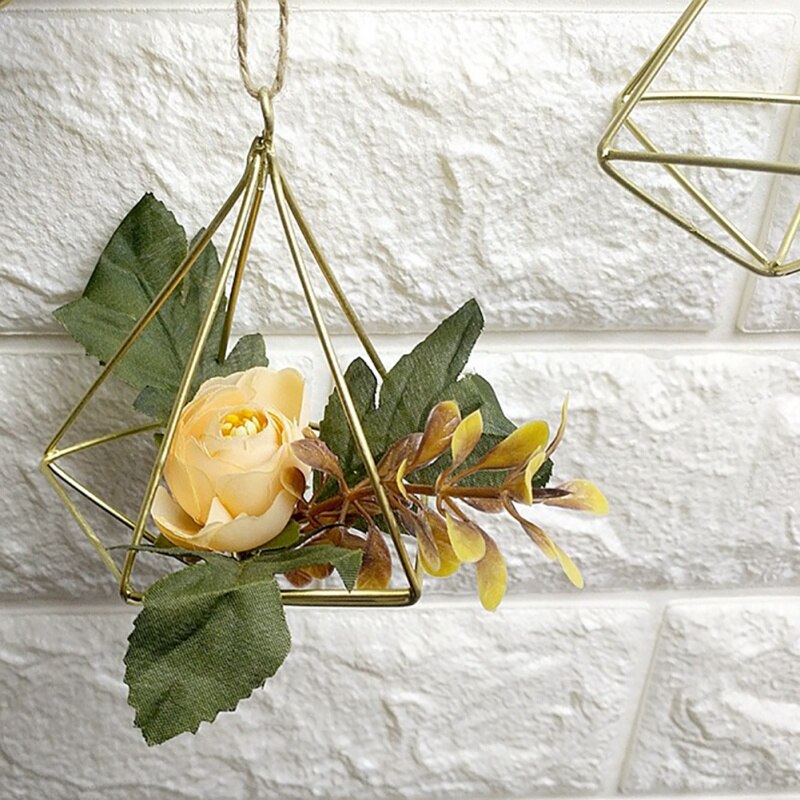 Suspended Tillandsia Fixture Rack Metal Geometric Antique Pot Plant Potted Plant Family Garden Stand Hanging Flowerpot