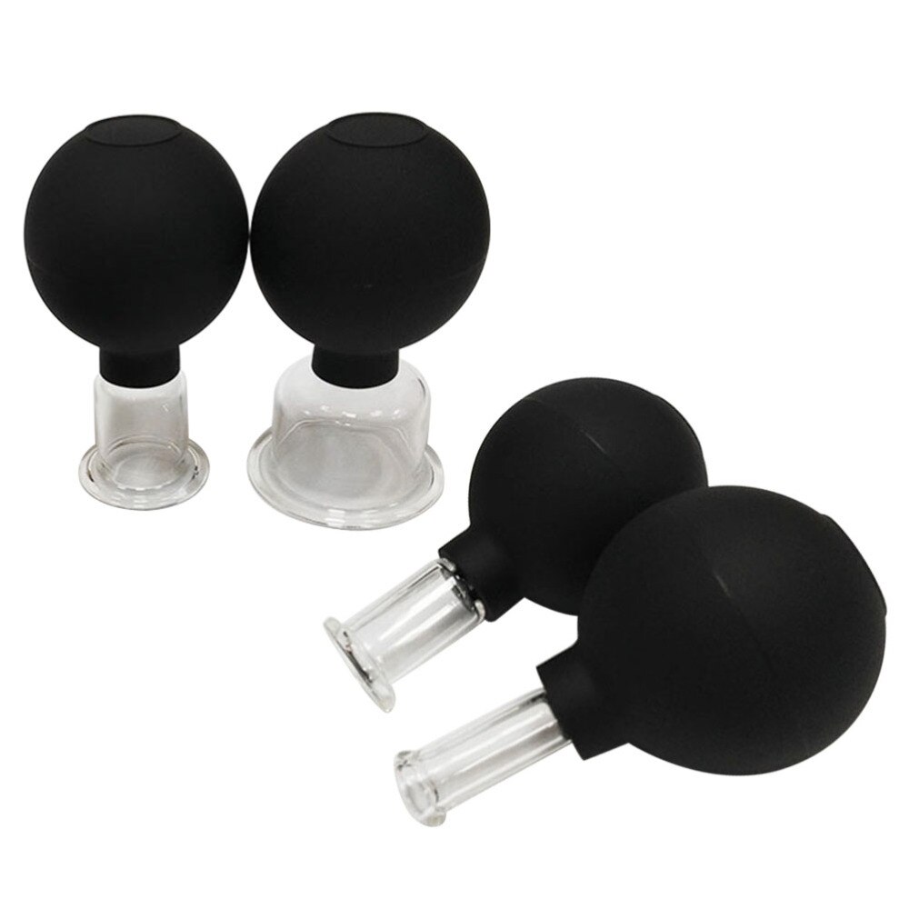 1 sæt  of 4 stk vakuum cupping kopper ryg krops massager husholdnings suge vakuum dåse (brun): Sort