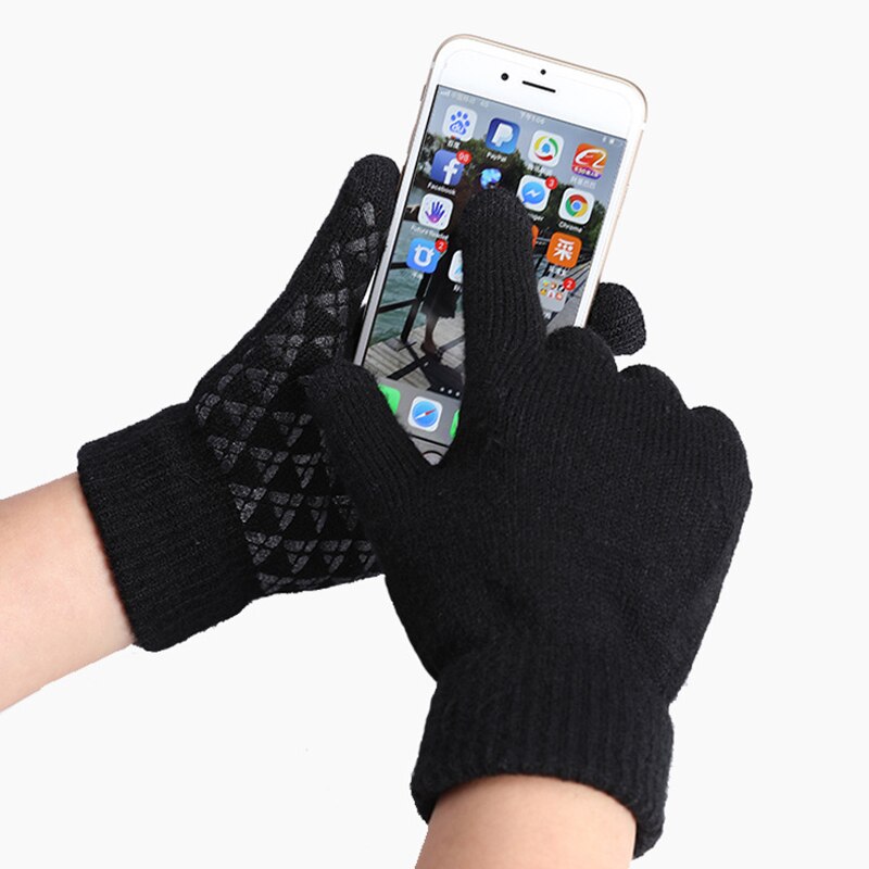 Winter Men Knitted Gloves Touch Screen Male Mitten Thicken Warm Solid Men Business Gloves Autumn