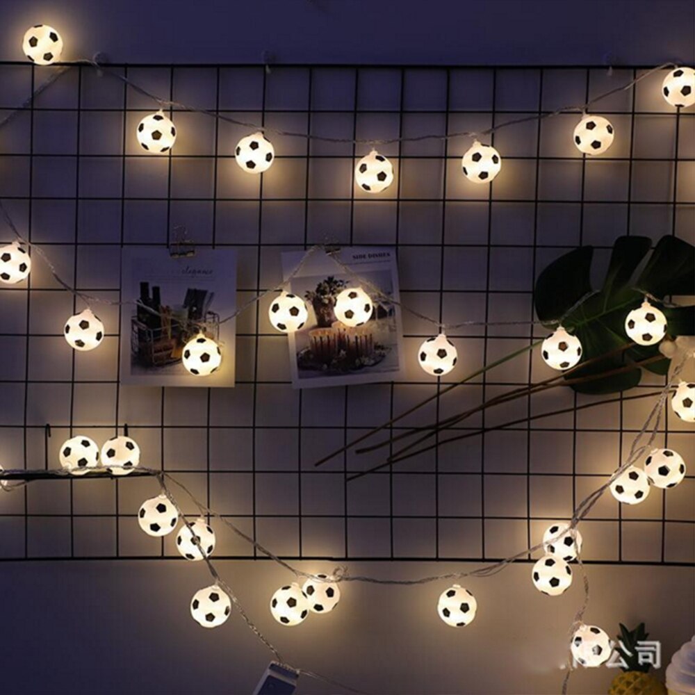 USB/Battery Powered LED Soccer Balls String Light Fairy Football Garland Light for Home Bedroom Theme Party Xmas Decoration