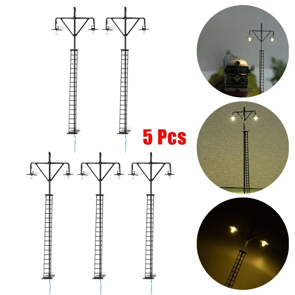 10pcs Model Railroad Train OO/HO Scale Lamp Posts Led Street Light Lamp Artificial Miniature Decoration Building Landscape