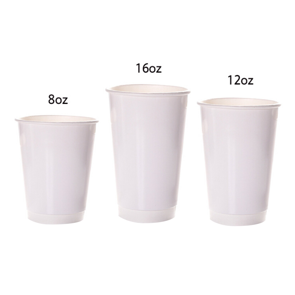 50PCS Disposable Double Walled Coffee Cups with Covers for Coffee Cappuccino Drink Tea
