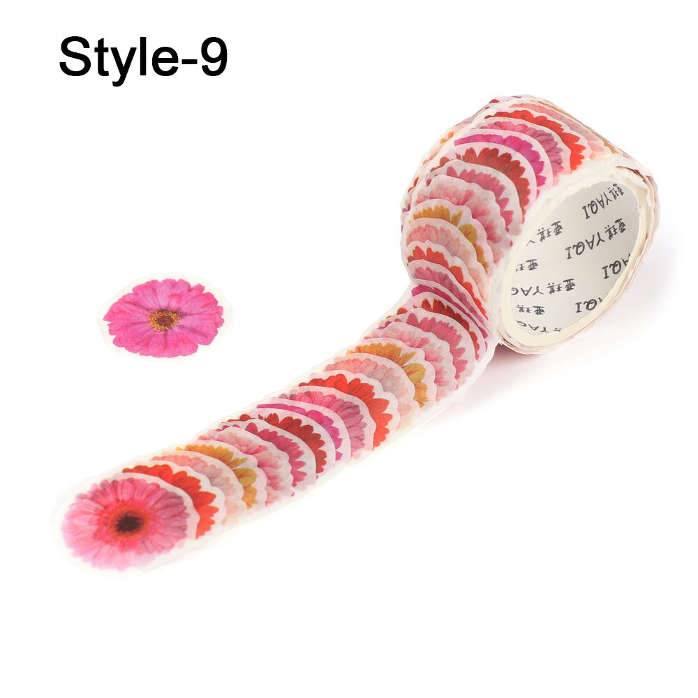 200Pcs/Roll Sakura Marking Tape Flower Petals Paper Tape Decorative Masking Tape Sticky Paper Scrapbooking Diary Paper Stickers: Style-9