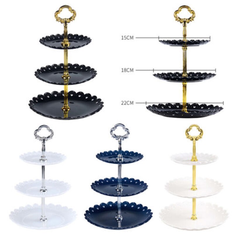 3 Tier Cake Stand Afternoon Tea Wedding Party Tableware Bakeware Tray Cake Display Rack