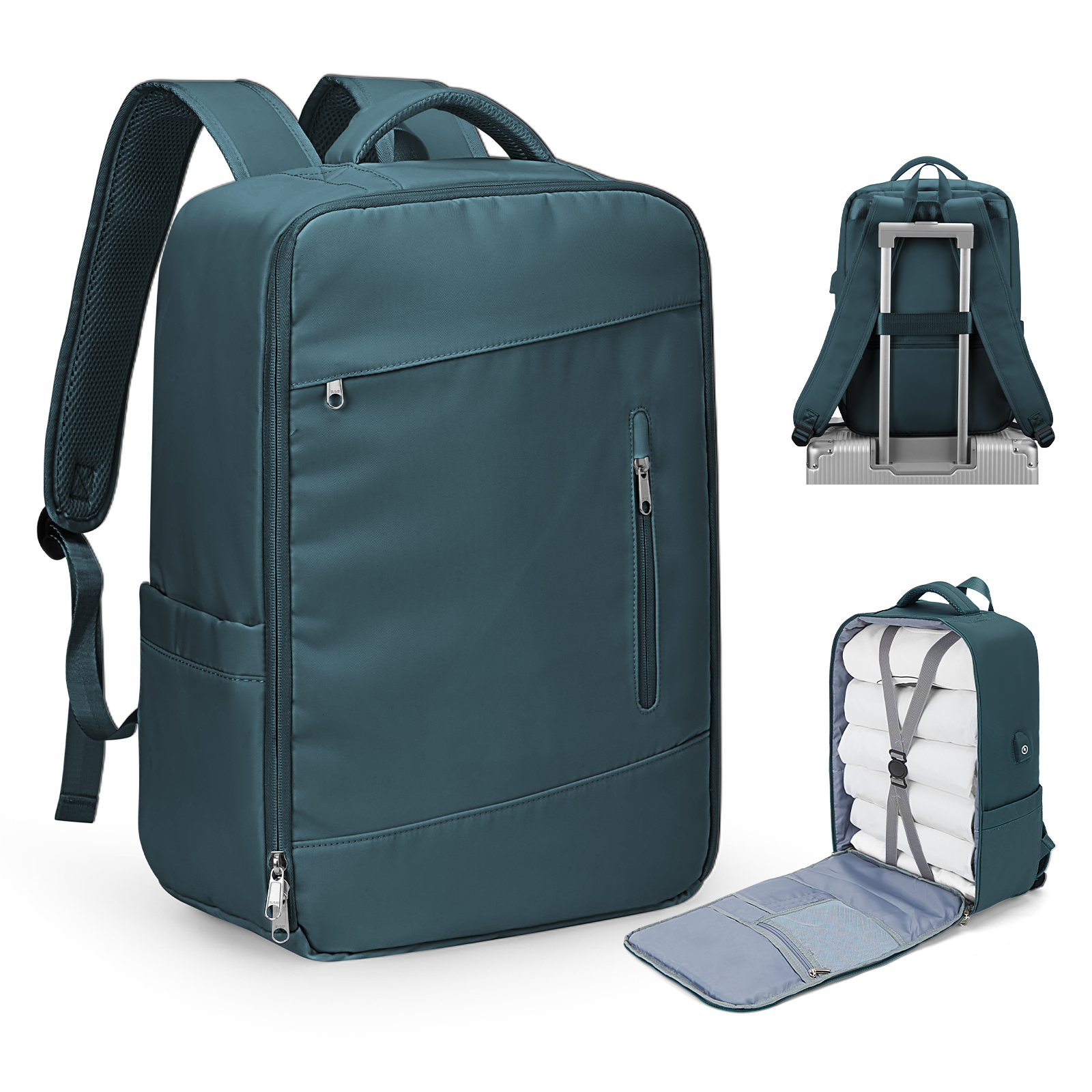 Travel Bakcpack 45x33x16 Cabin Bag Carry-Ons for Men Women Laptop Backpack Reinforced Daypack USB Short Distance Luggage: DEEP BLUE
