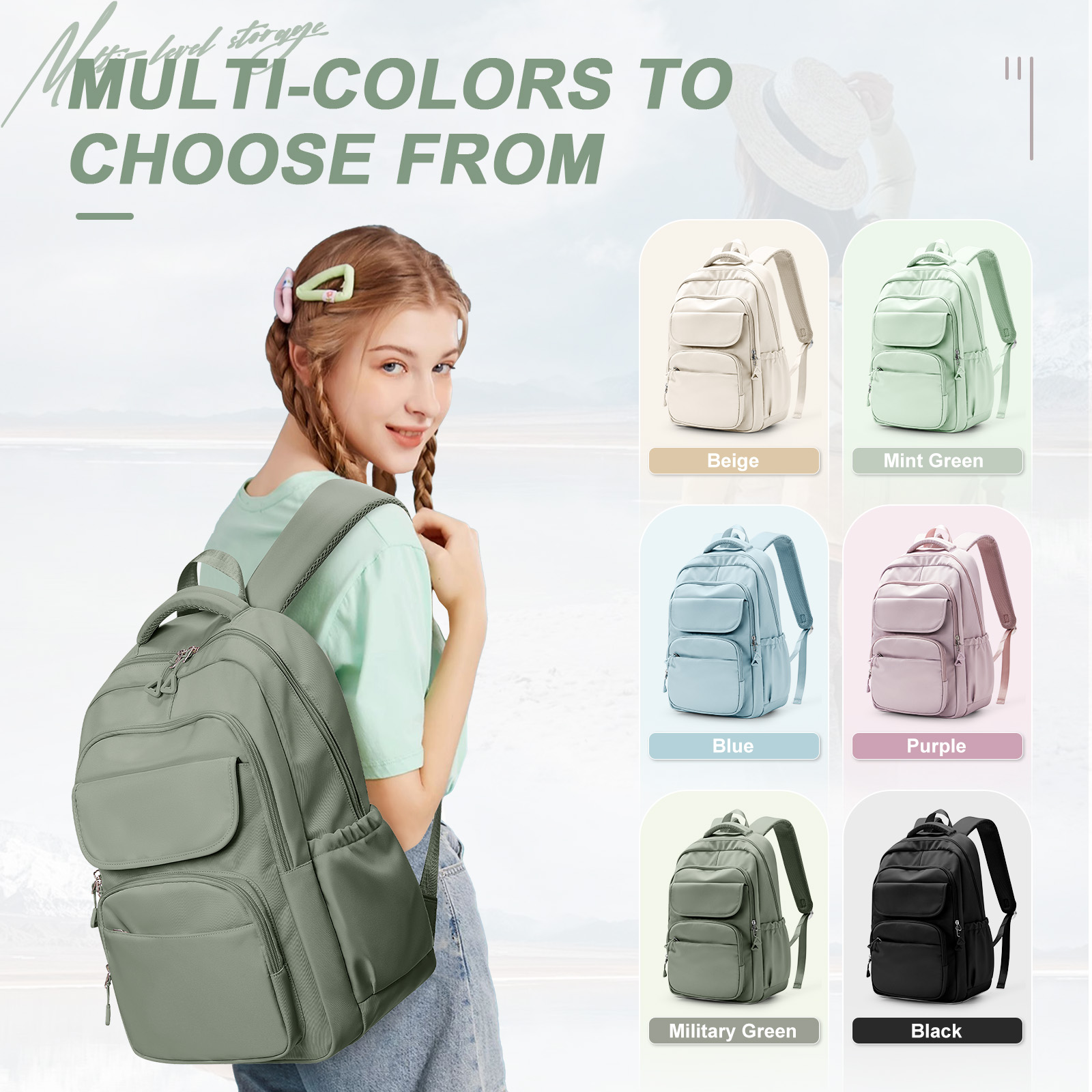 Hochschule Schule Laptop Rucksack, Teenager Mädchen reisen Rucksack freundlicher lässig Tages Rucksack, wasserdichte Mittels chul Tasche Jungen Mädchen: Armee Grün