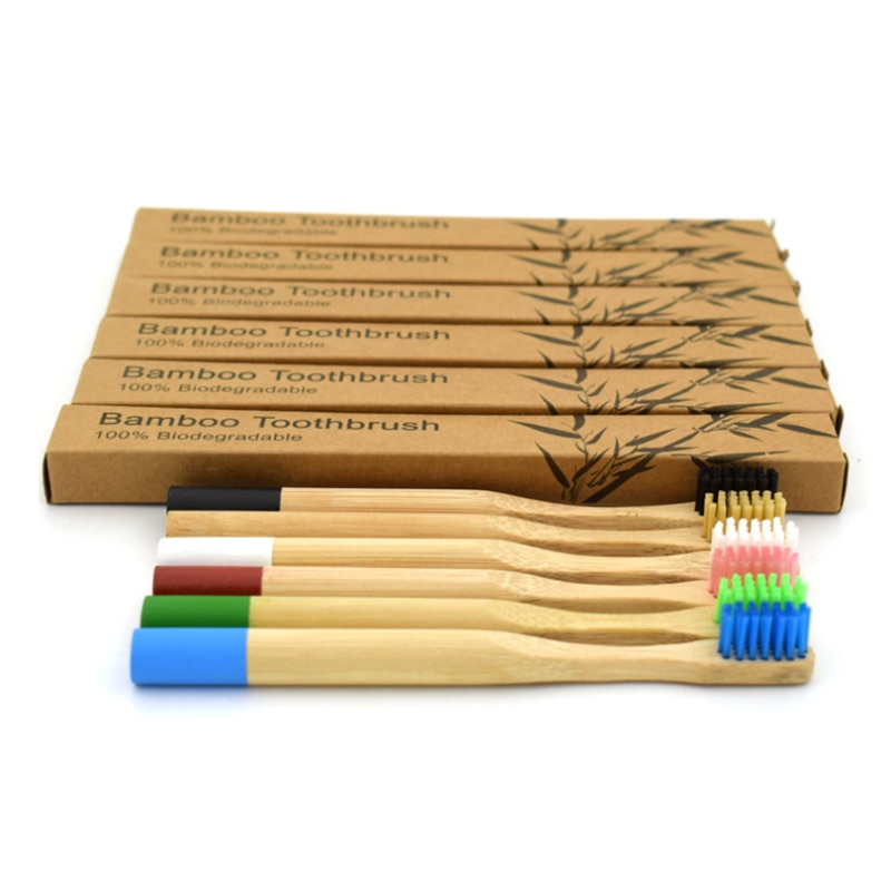Natural Eco-friendly Bamboo tooth brush Wooden Handle Environmentally Wood Rainbow Toothbrush Bamboo ToothBrush