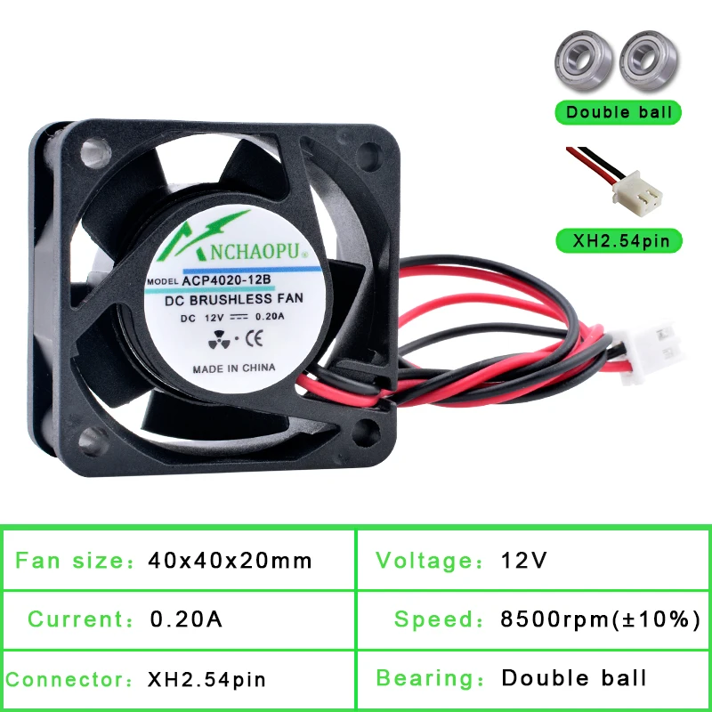 ACP4020 4cm 40mm ventilateur 40x40x20mm DC5V 12V 24V ventilateur de refroidissement pour onduleur routeur onduleur alimentation: Bleu
