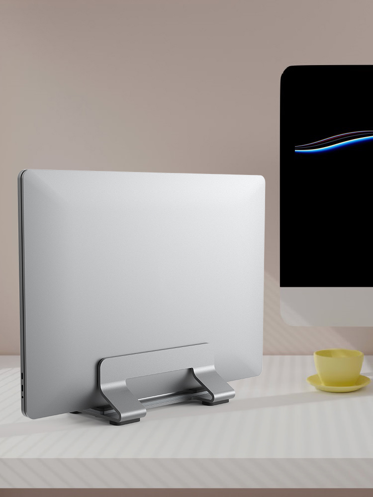 Vertikaler Laptop-Ständer, werkzeuglos, verstellbarer Laptop-Ständer aus Aluminium, vertikale Breite von 0,35–1,6 Zoll, unterstützt fast alle Laptops