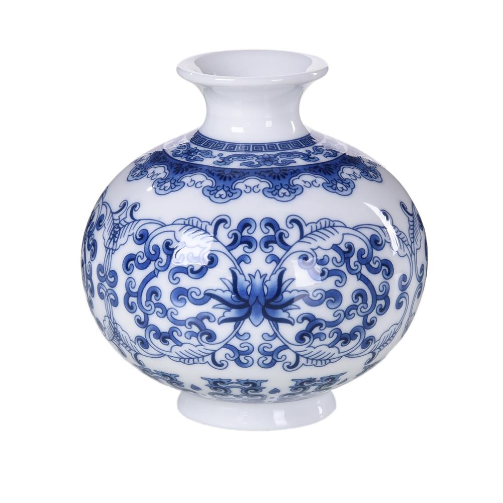 Jarrón decorativo Vintage chino de porcelana azul y blanca, jarrón de Arte de cerámica, jarrones decorativos para Decoración de mesa de hogar: A