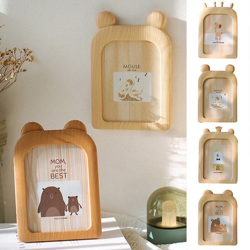 Ins Wind Leuke Creatieve 7 Inch Fotolijst Set Cartoon Beer Herten Frame Kinderkamer Wanddecoratie Tafelblad Display Ornamenten