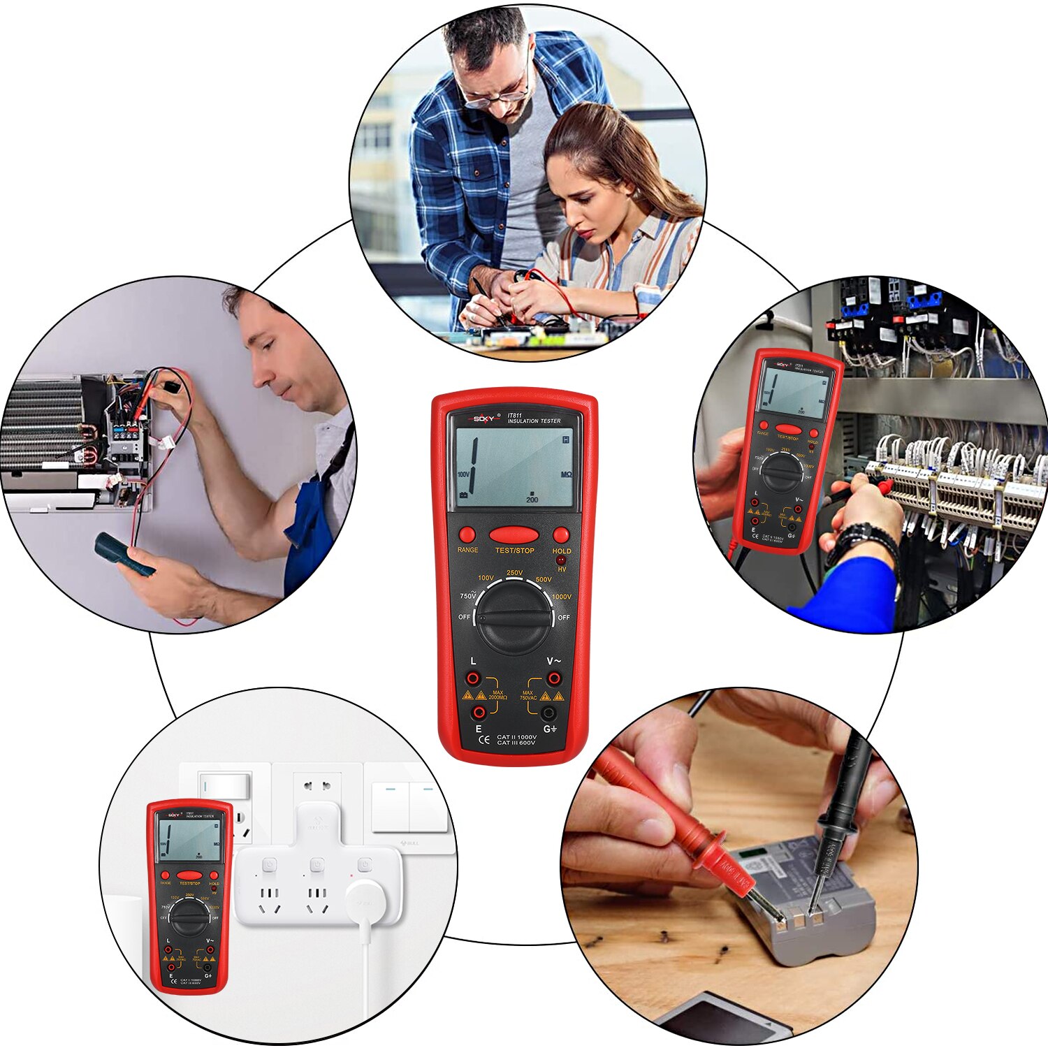 Isolasjonsmåler digital megger ohmmeter håndholdt isolasjonstester 1 mω -20 gω isolasjon med høy nøyaktighet