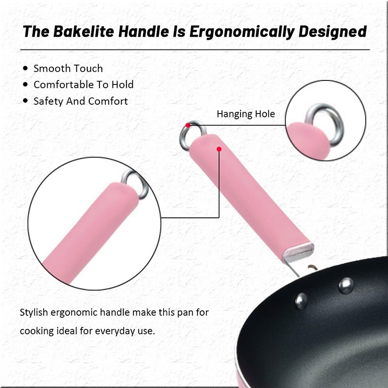 Teenra 24Cm Aluminium Frituren Pot Ei Pannenkoek Koekenpan Non-stick Steak Koekenpan Verdikte Steelpan Omelet Ontbijt maker