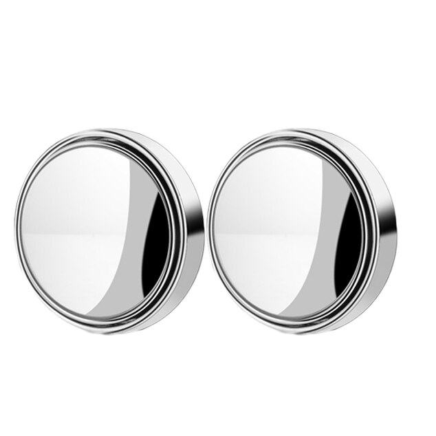 2 Pcs Car Round Frame Convex Blind Spot Mirror Wide-angle 360 Degree Adjustable Clear Rearview Auxiliary Mirror Driving Safety: 2 pcs silver