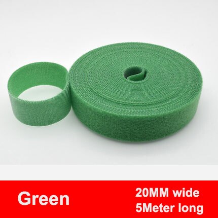 5M/Roll Klittenband Kabelbinders Bandjes Herbruikbare Bevestiging Kabelbinder Draad Bandjes Sluiting Bandjes Double Side pads Diy 15/20Mm: Green 20mm