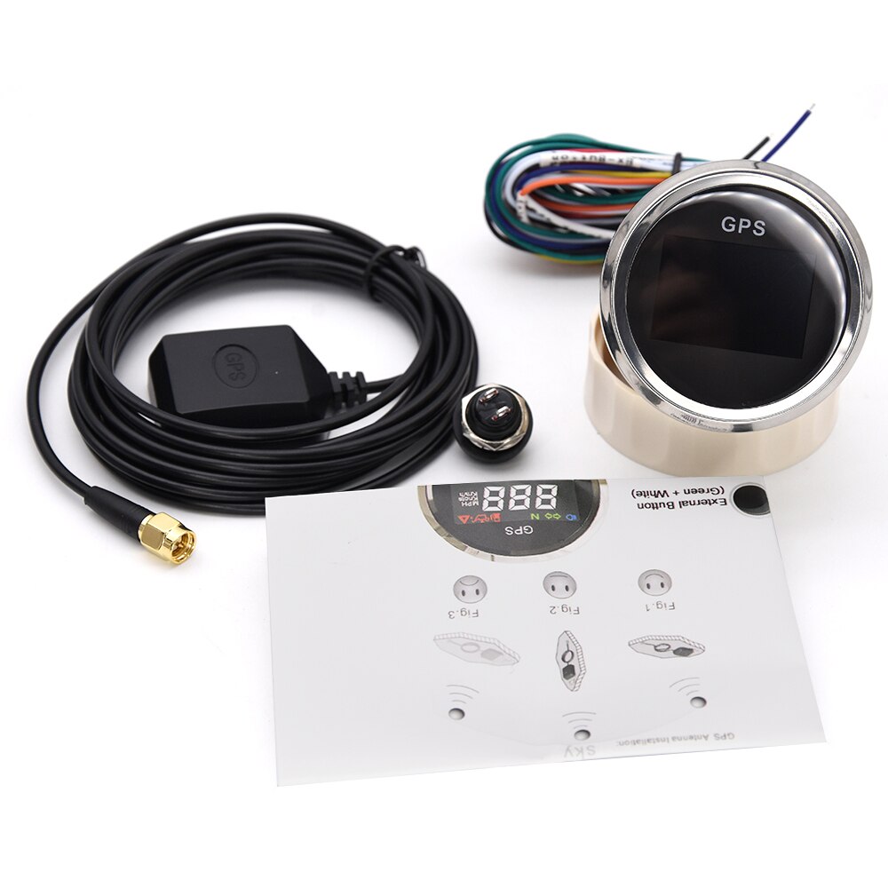 Mini velocímetro GPS Digital, medidor de velocidad con antena GPS, Sensor de velocidad, odómetro, ATV, UTV, marino, 12V/24V, 52mm: BS