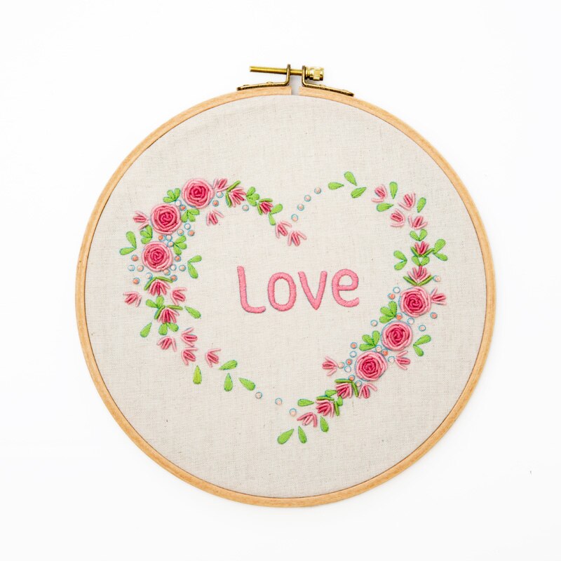 DIY Flowers Embroidery for Beginner, Needlework Kits Cross Stitch Sets, Handmade Arts Crafts Sewing Lover's Wedding Decor: A / 20CM Retro hoop kit