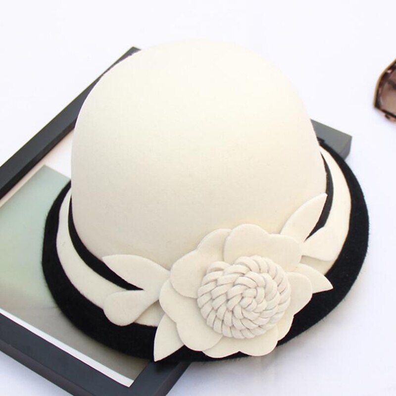 Vinter kvinner blomster ull lokk hattemaker fedoras årgang vestlig bøtte hattemaker 10 farger varme kvinnelige bowler hattemaker  h3: 8