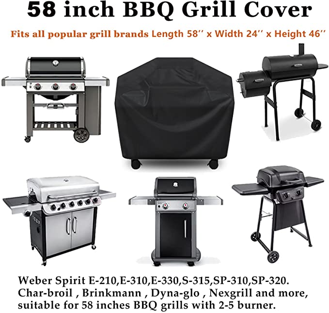 Waterdichte Bbq Cover Grill Cover Anti Dust Regen Gas Houtskool Elektrische Barbeque Tuin Grill Bescherming Outdoor 5 Maten Black Blk