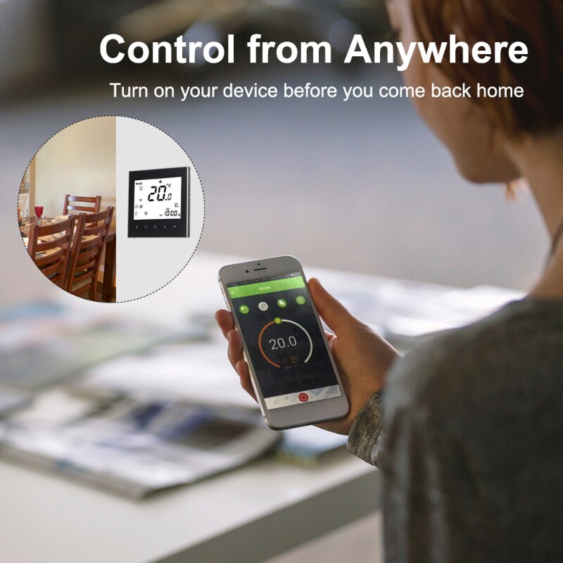 LCD Digital Touchscreen Thermostat For Water/Gas Boiler Heating with WiFi Connection&amp;Voice Control Energy Saving AC 95-240V