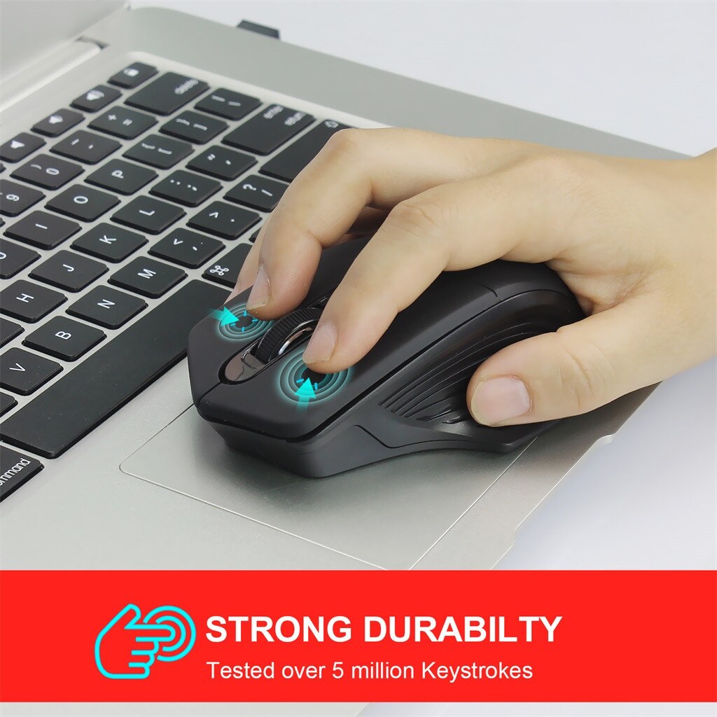 2.4GHz Wireless Optical Ergonomic USB Gaming Mouse 2400DPI Rechargeable Mute Mice For PC 115 x 80 x 40MM #T2