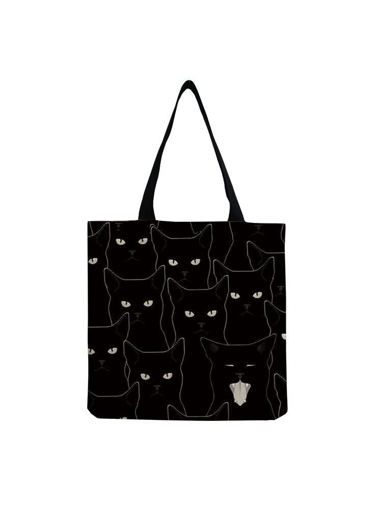 Opvouwbare Boodschappentassen Voor Boodschappen Leuke Zwarte Kat Print Tote Tas Voor Vrouwen Persoonlijkheid School Reizen Schouder Strand Tassen: hm2496 Cat Bag