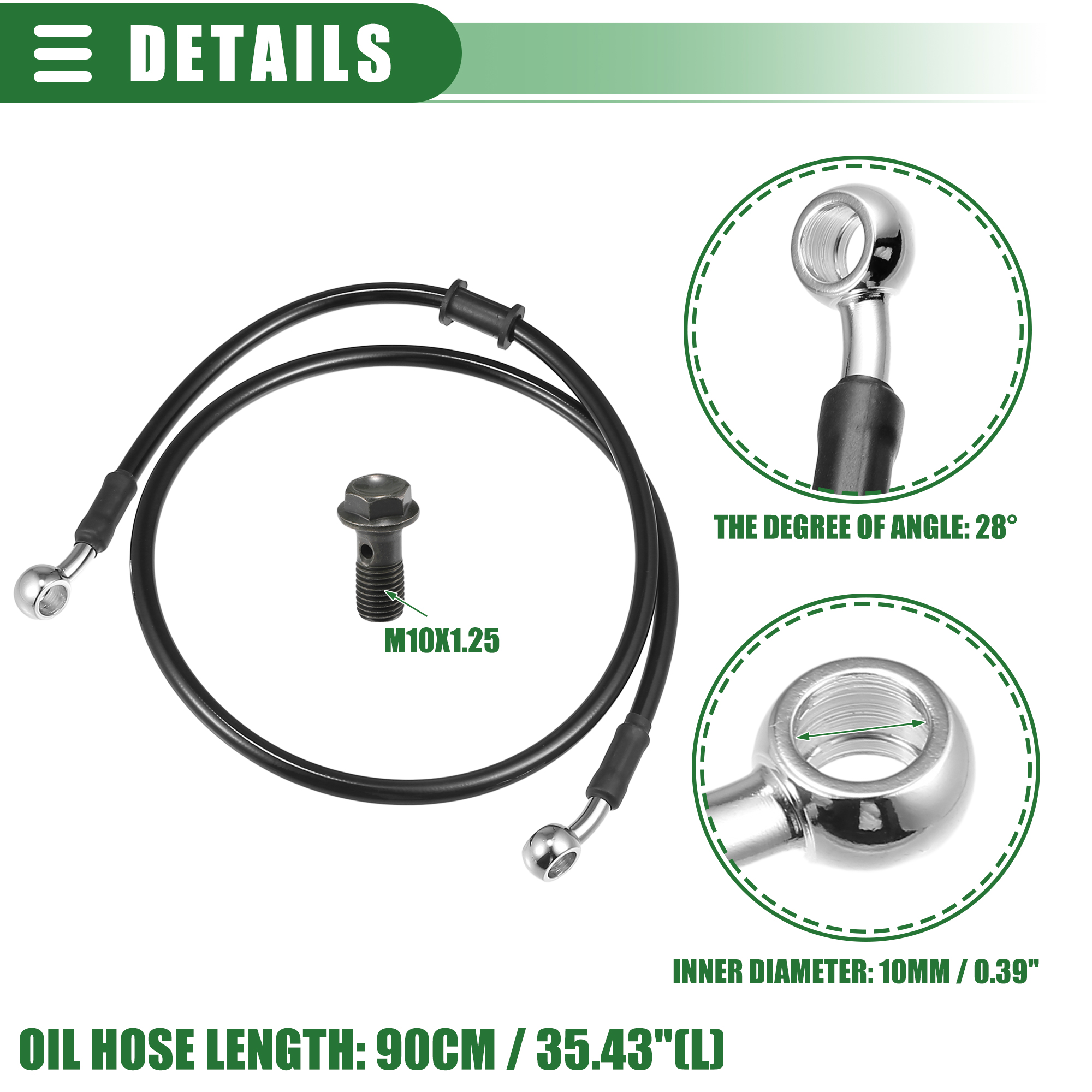 Motoforti-manguera de freno hidráulico trenzada para motocicleta, tubo de aceite negro de 30CM-170CM y 28 grados para Motocross: Oro