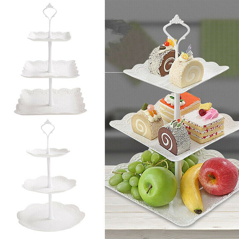 3-Tier Afneembare Cake Stand Gebak Cupcake Fruitschaal Serveren Dessert Houder Voor Party Bruiloft Keuken Cake Houder Thuis decor