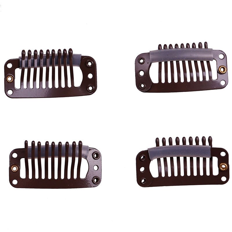 Clip de pelo Snape de 9 dientes de 3,2 cm para extensiones de cabello tejido de trama y pelucas, respaldo de silicona 100pc/bolsa