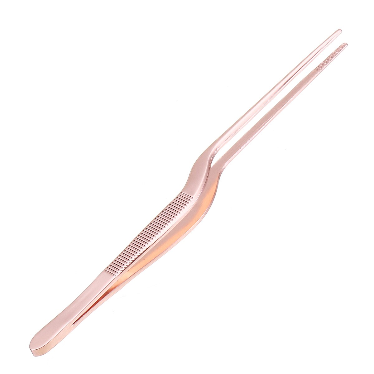 13.9cm/5.47inch Chef Plating Tweezer Tongs Serving Presentation Stainless Steel Offset Kitchen Tool Rose Gold