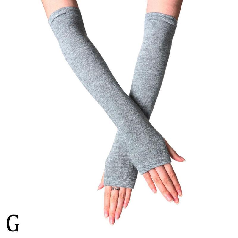 1 paio di morbido polso elastico lavorato a maglia senza dita mezze dita maniche da polso braccio caldo guanti lavorati a maglia donna inverno lungo senza dita G: G