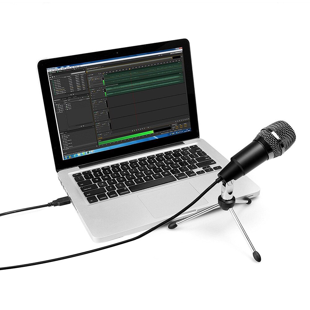 For PC Broadcast KTV Interview Lossless USB Charging Tripod Stand Studio Recording Conference Tabletop Condenser Microphone Set