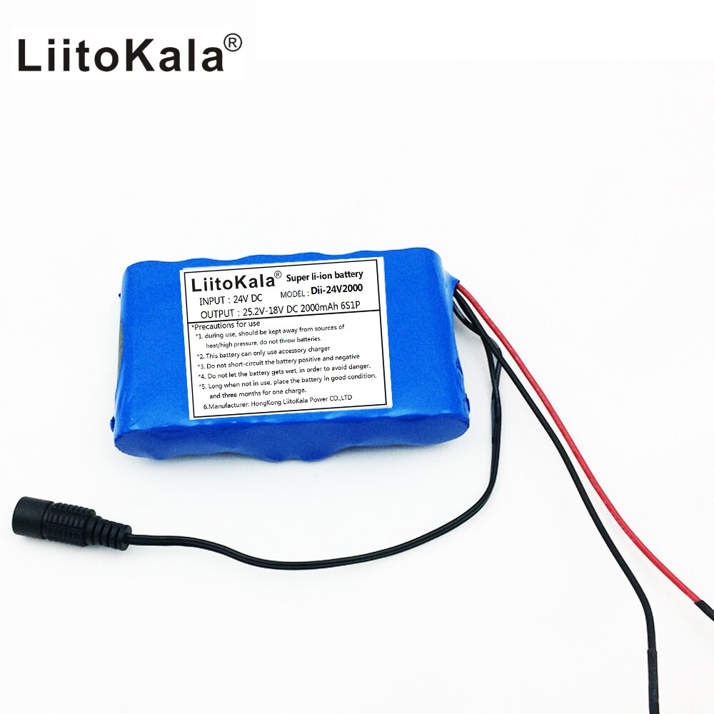 Liitokala 24V 2ah lithium battery pack suitable for a small engine / motor / of leds lighting equipment+2A charger
