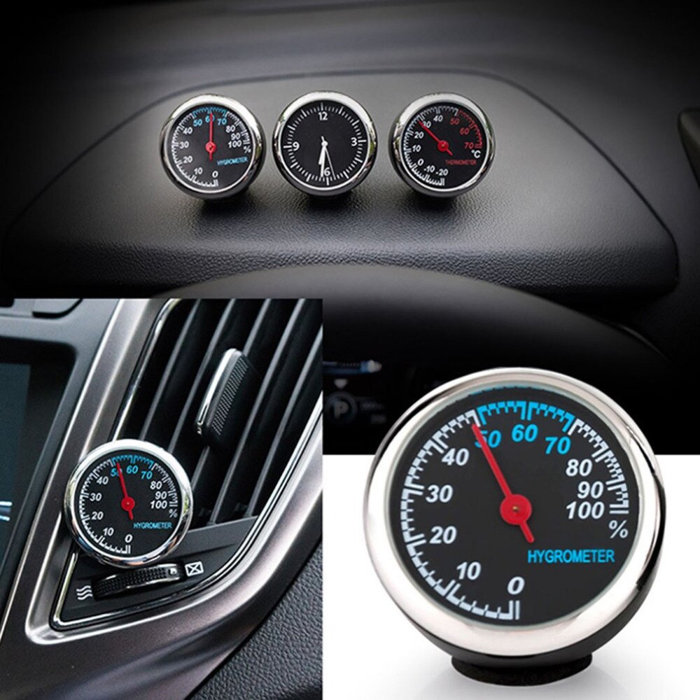 Round Shape Car Automobile Digital Clock Auto Watch/Thermometer/Hygrometer Car Interior Decoration Ornament Car Styling